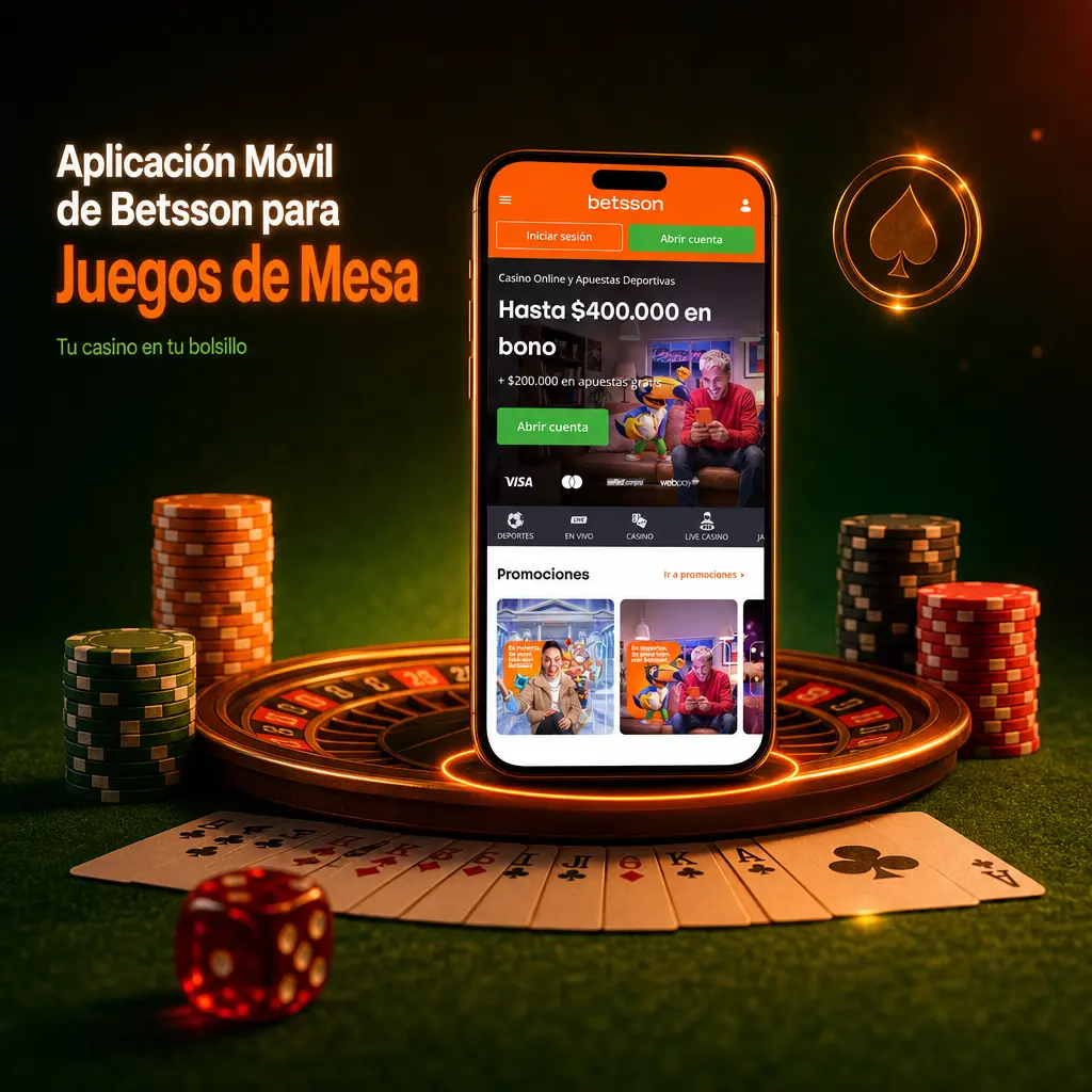 Aplicación móvil de Betsson mostrando juegos de mesa