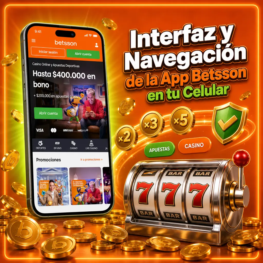 Menú principal de la app Betsson con pestañas de navegación