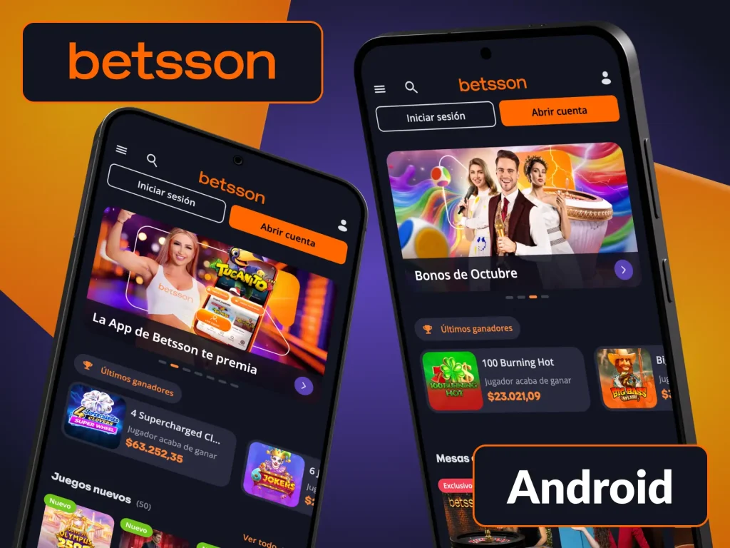 Descarga la aplicación de Betsson en tu dispositivo Android y empieza a jugar.