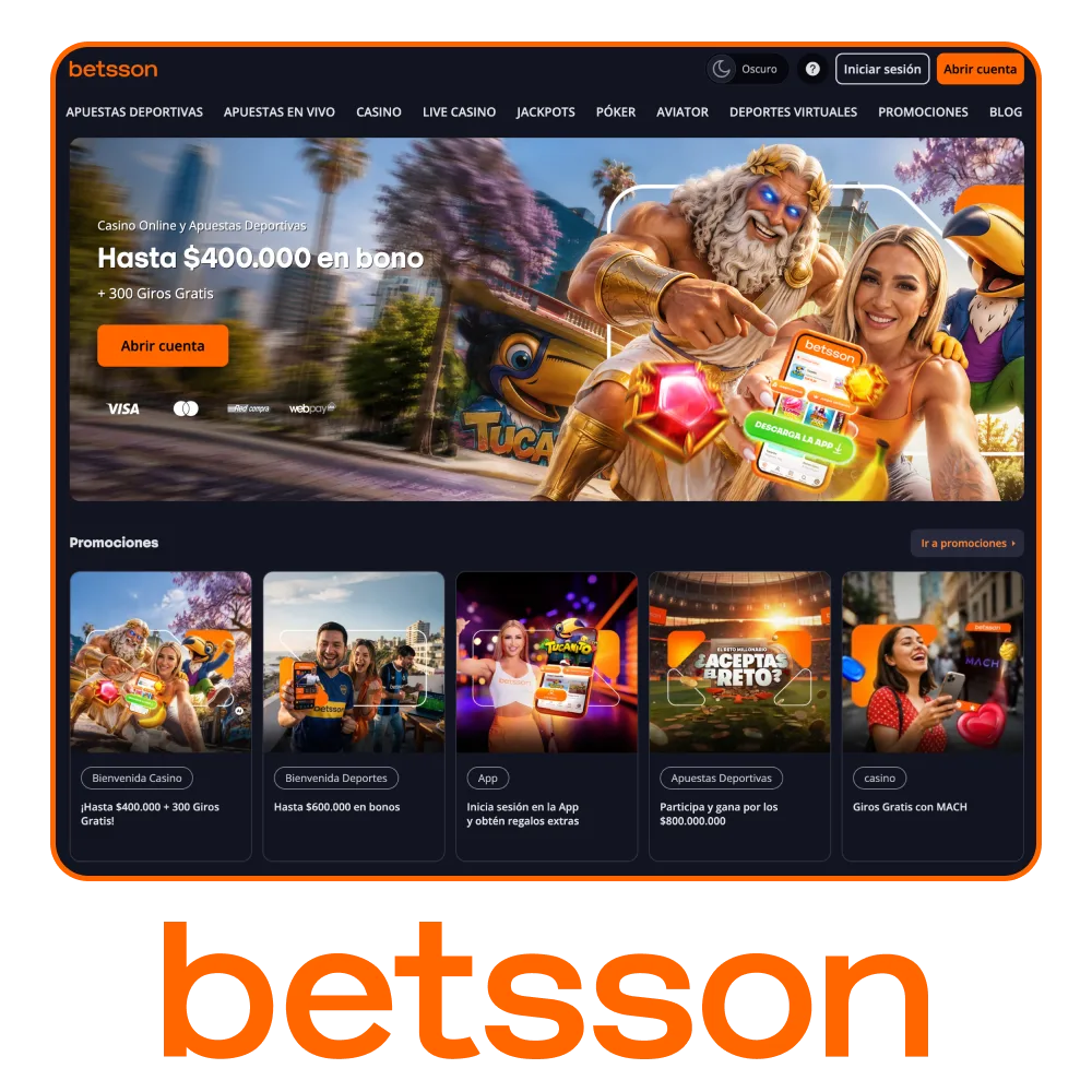 Visita la plataforma oficial en línea de Betsson y empieza a jugar.