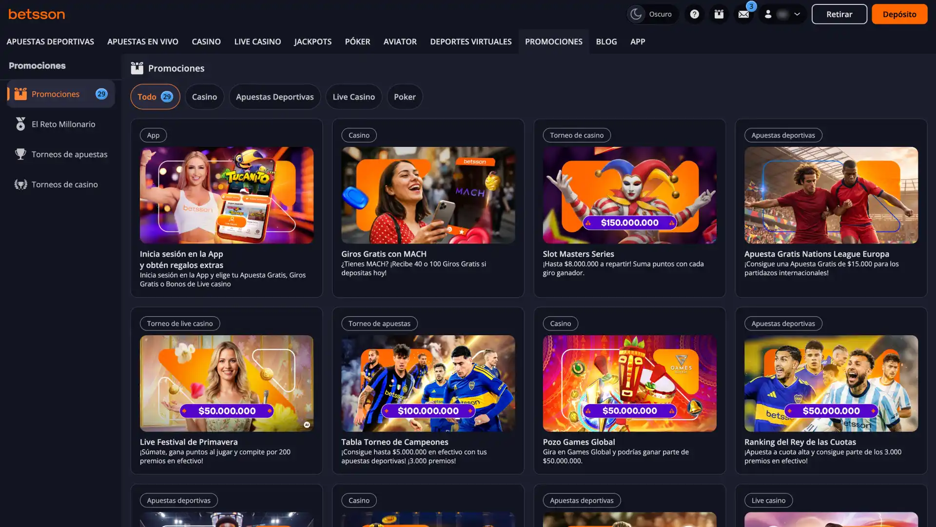Aprovecha los generosos bonos y promociones de Betsson.
